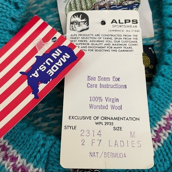 Vintage ALPS Fair Isle Wool button down sweater dead stock medium - Picture 5 of 9